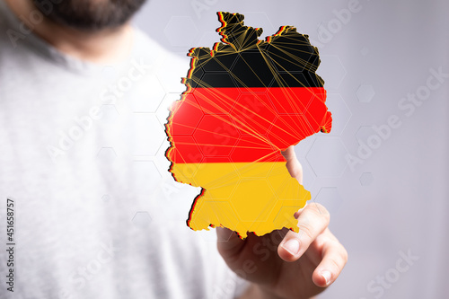A map of Germany consisting of 3D triangles  lines 