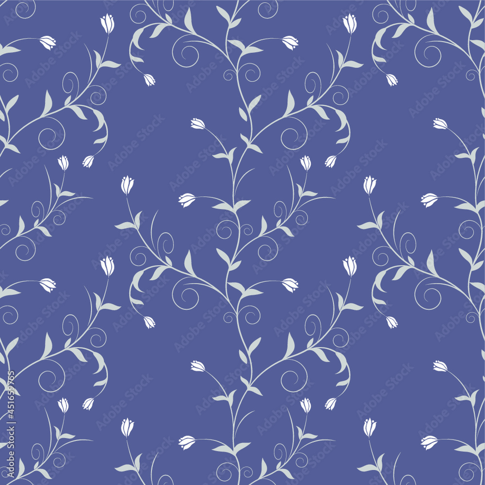 seamless pattern of flowers, branches and leaves seamless pattern of flowers, branches and leaves