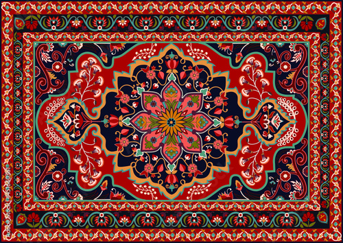 Persian carpet original design, tribal vector texture. Easy to edit and change just 16 colors by swatch window.