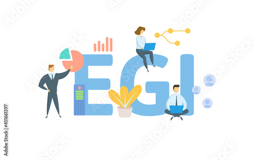 EGI, Effective Gross Income. Concept with keyword, people and icons. Flat vector illustration. Isolated on white.