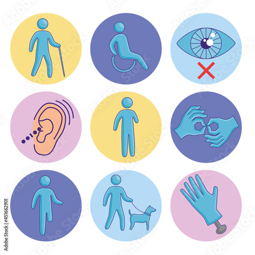 nine disabled accessibility icons