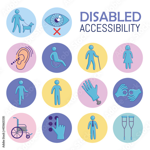 fourteen disabled accessibility icons