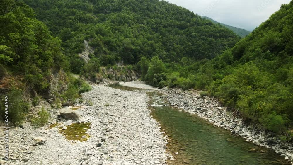 Flight through a river bed on a summer day Flight through a river bed on a summer day