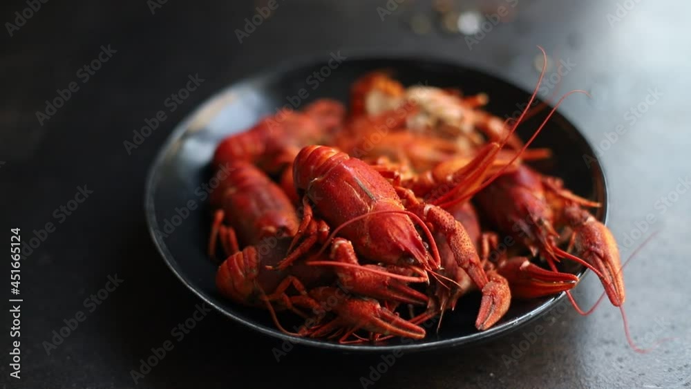 crayfish fresh boiled crustaceans ready to eat meal snack on the table copy space food background rustic. top view crayfish fresh boiled crustaceans ready to eat meal snack on the table copy space food background rustic. top view