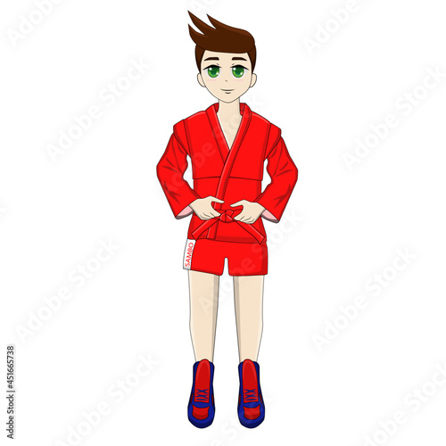 Anime boy sambist. Sambo Self-defense without weapons. Sambo sport for guys and girls.