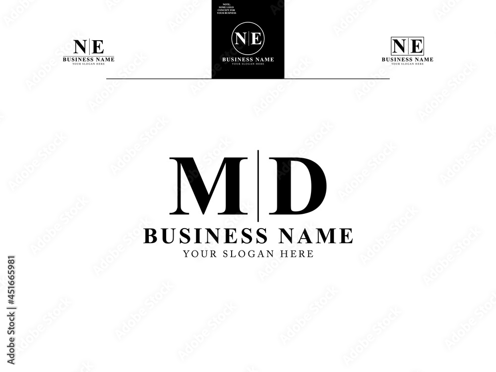 Letter MD Logo Design, Monogram md logo icon vector with Abstract M&D  unique and simple letter logo design for all kind of business Stock Vector