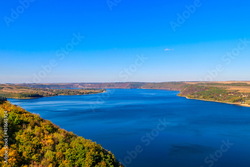 View of the Dniester river in Ukraine at autumn