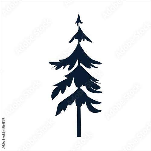 Hand drawn fir tree isolated on white background.