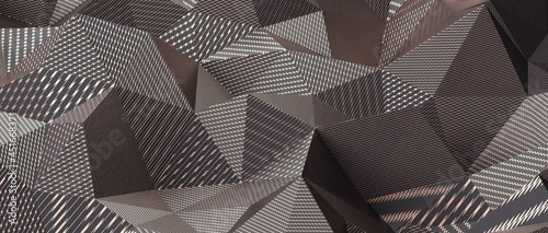 Abstract 3d rendering of triangulated surface. Contemporary background. Futuristic polygonal dark