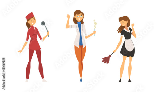 Woman Engaged in Different Profession as Gender or Sexual Equality Vector Set