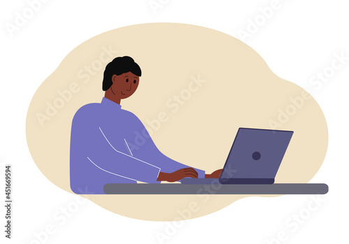 Illustration of a stylish man working on a laptop.