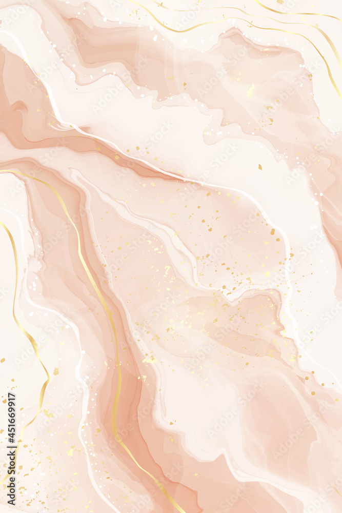 Abstract dusty rose blush liquid watercolor background with gold dots and lines. Pastel pink marble alcohol ink drawing effect, golden splash elements. Vector illustration of contemporary wallpaper Abstract dusty rose blush liquid watercolor background with gold dots and lines. Pastel pink marble alcohol ink drawing effect, golden splash elements. Vector illustration of contemporary wallpaper