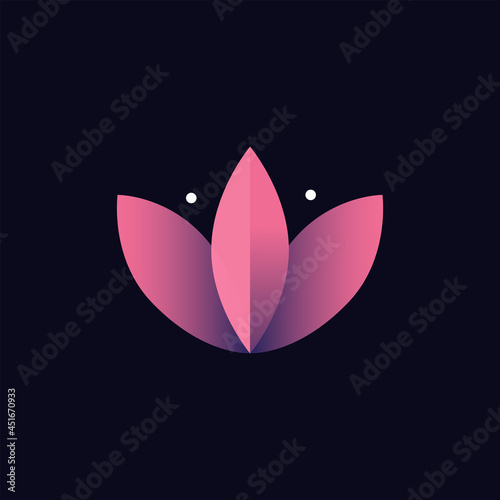Stylized lotus icon. Logo for yoga, spa, meditation. Colored flower