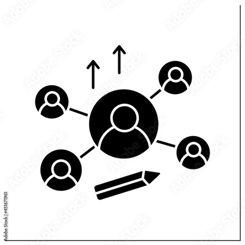 Networking glyph icon. Attract new investors or clients. Communication with potential clients. Business plan. Business conceptFilled flat sign. Isolated silhouette vector illustration