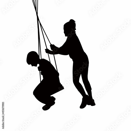 children swinging, bodies silhouette vector