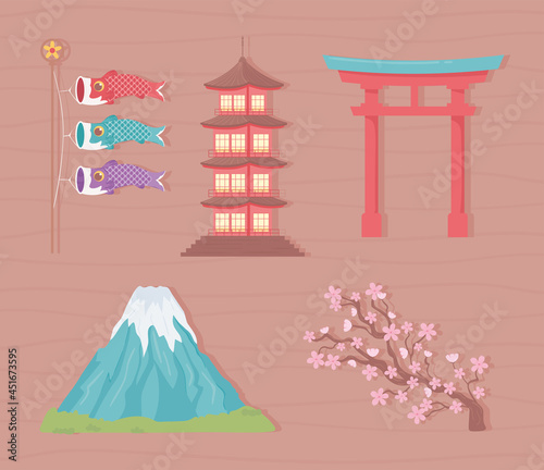 set of japanese culture and tradition