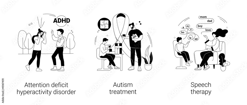 Children development issues abstract concept vector illustrations.