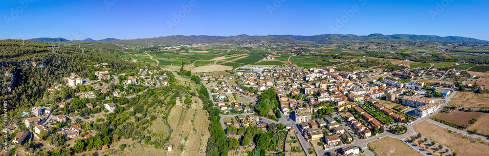 Panoramic view of the city of Sant Marti Sarroca, Spain