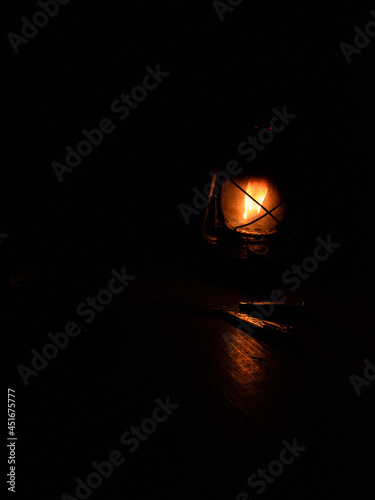 Knife illuminated by lamp