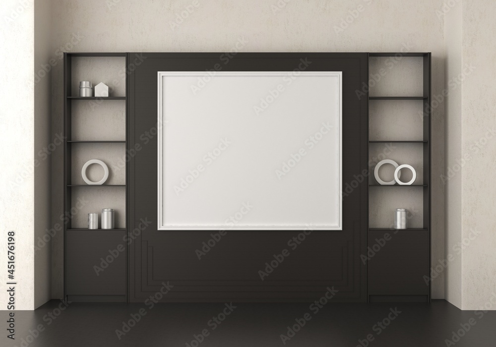 3D Mockup photo frame in Modern interior of living room 3D Mockup photo frame in Modern interior of living room