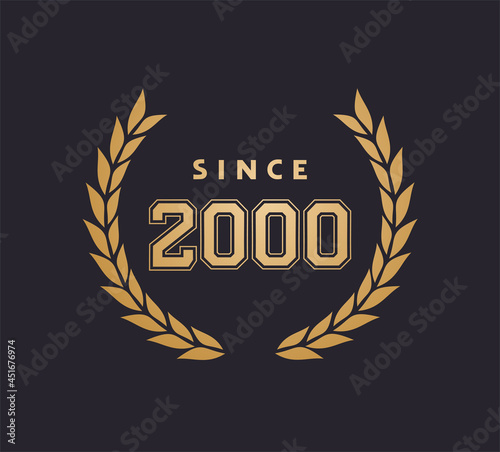 since 2000 emblem flat gold photo