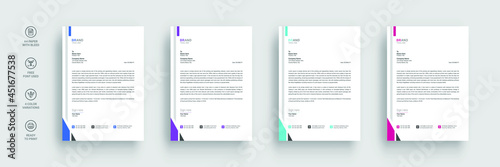 Letterhead template in flat style, letterhead set or bundle