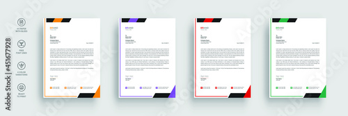 Letterhead template in flat style, letterhead set or bundle