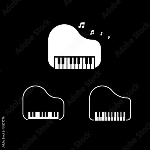 Set of piano icons. Collection of musical instruments. Line icons.