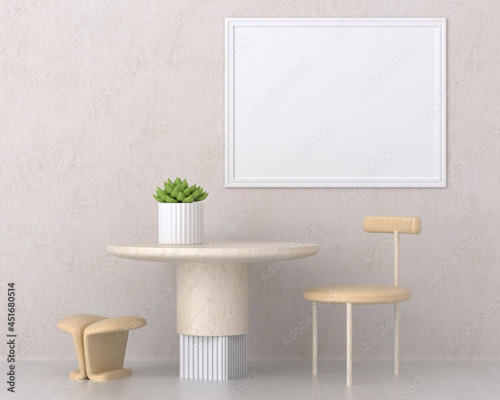 3D Mockup photo frame in Modern interior of living room 3D Mockup photo frame in Modern interior of living room