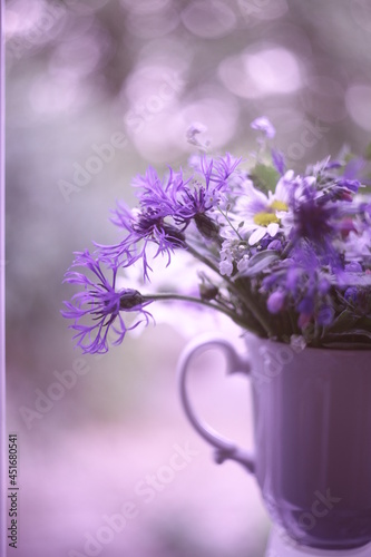 Macro photo of wild flowers with a blur effect