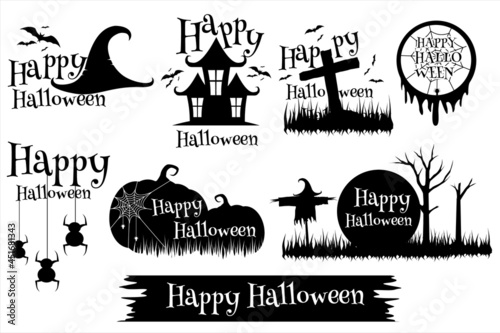 Set of Happy Halloween Vector Illustration