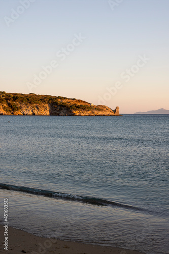 Charakas beach at sunset in attica in greece