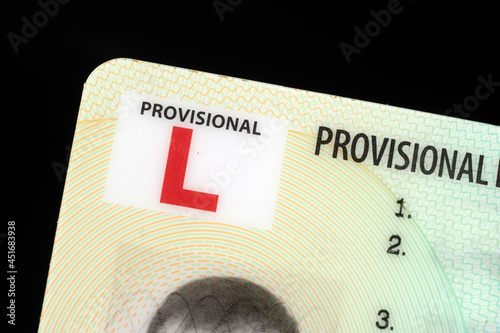 UK Provisional Driving Licence card. Document for Learner driver. Genuine document.
