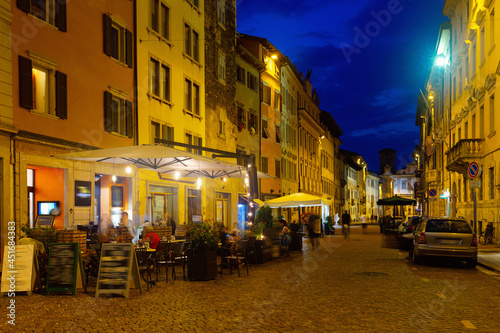 Evening view of the streets of Trento. Italy