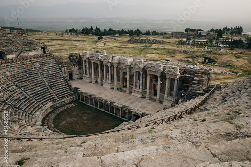 Hierapolis, Pammukale, Turkey. Ancient amphitheater. photo