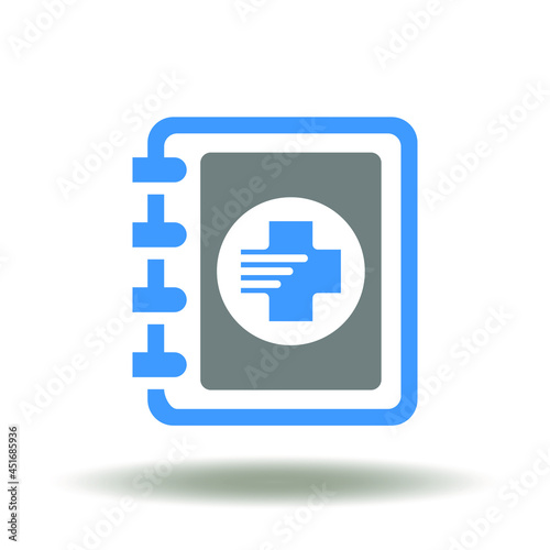 Guide book or instructions brochure with medicine cross vector illustration. Medical emergency preparedness plan symbol.