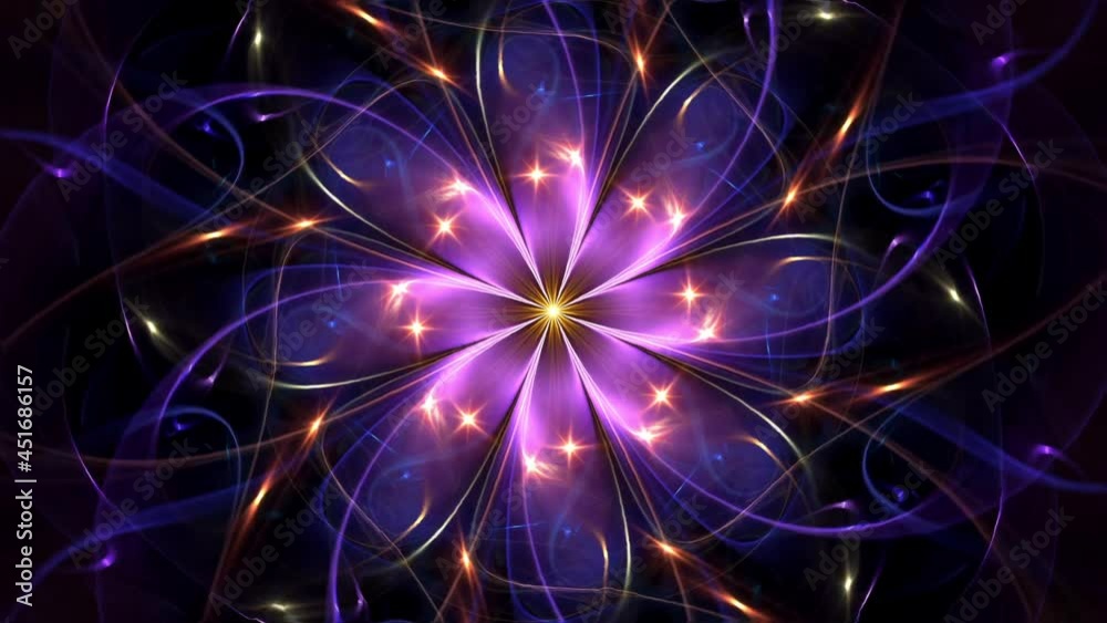 Abstract background motion beautiful flower, fractal bright and colorful