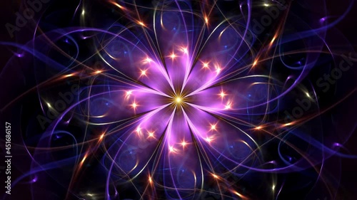 Abstract background motion beautiful flower, fractal bright and colorful