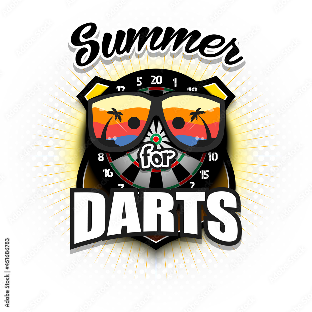 Fototapeta premium Summer dartboard logo. Summer for darts