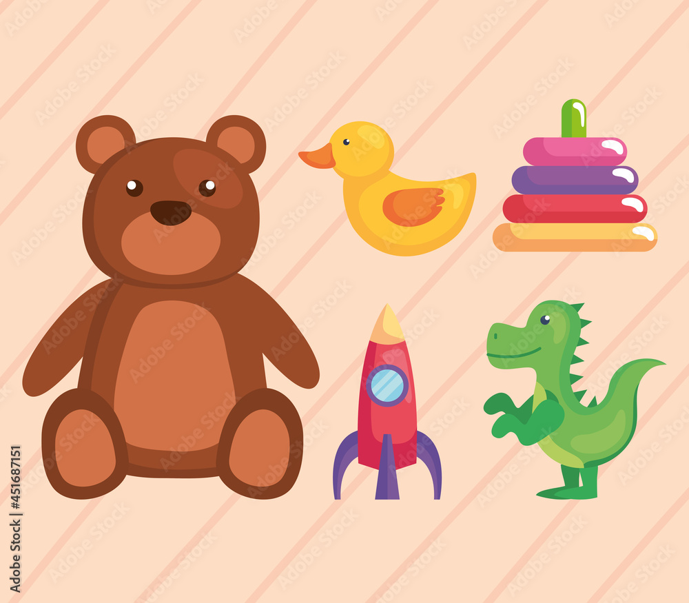 Fototapeta premium five kids toys icons