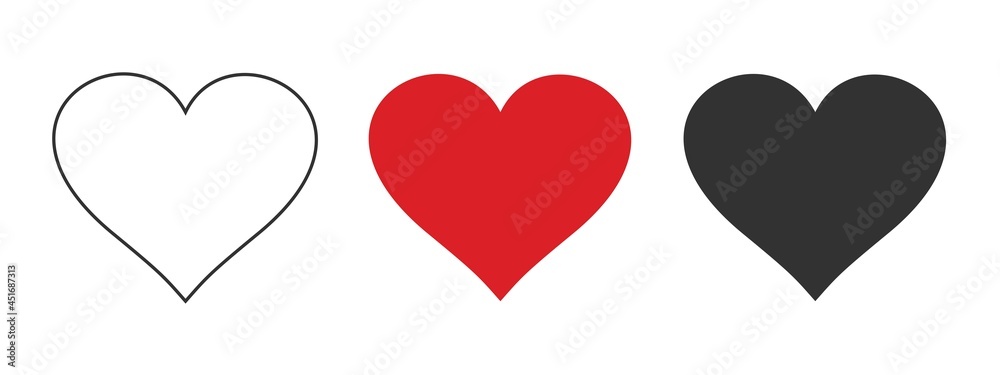Heart icon. Red heart. set of hearts. Vector