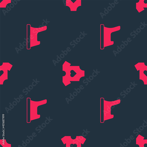 Set Baby potty and clothes on seamless pattern. Vector