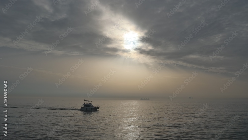 Sunset scenery of the Sea of Marmara in Istanbul, Turkey