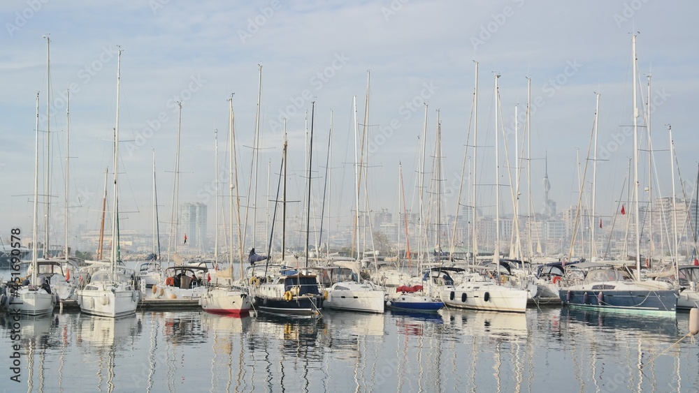 Yacht marina scenery in Istanbul, Turkey