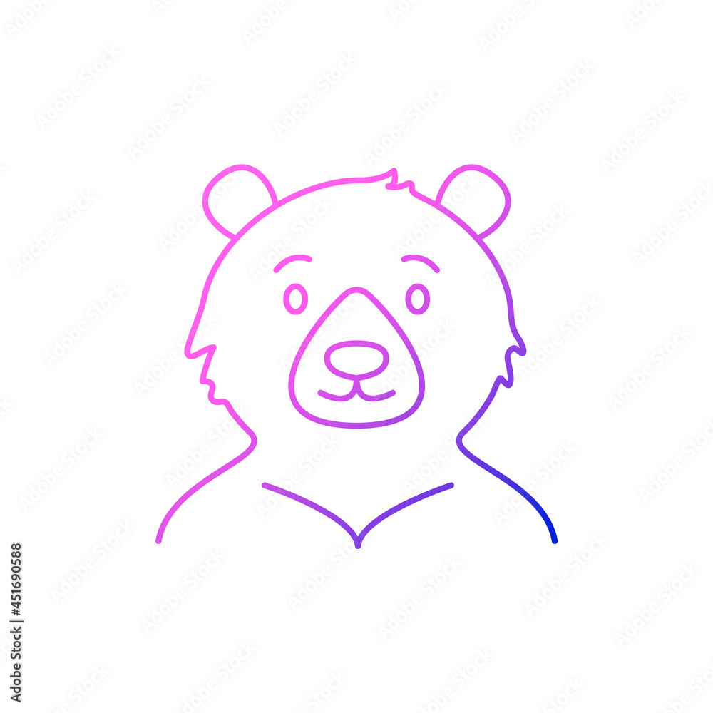 Formosan bear outline icon. Taiwanese endemic animal. Oriental custom. Asian item. Isolated vector illustration Formosan bear outline icon. Taiwanese endemic animal. Oriental custom. Asian item. Isolated vector illustration