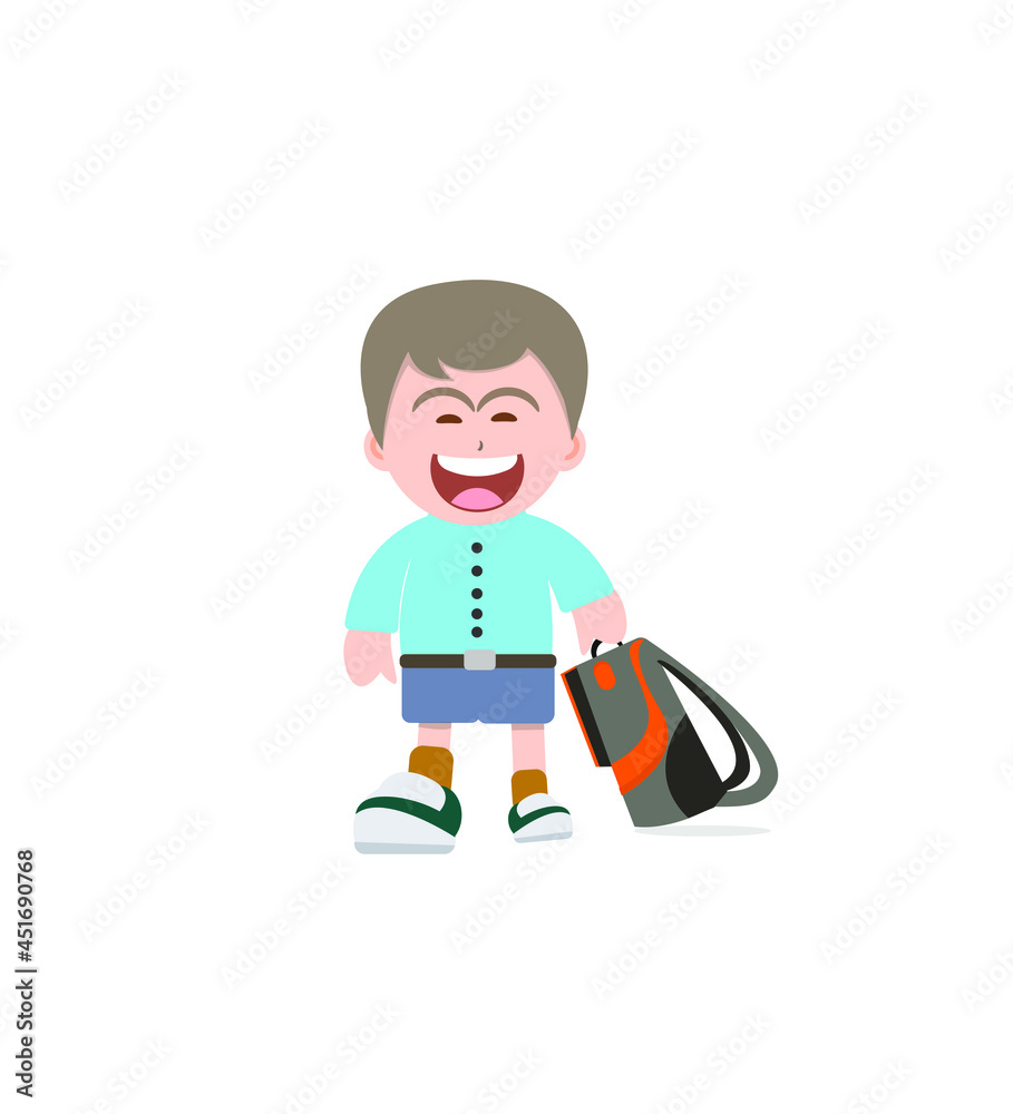 Happy cute boy going to school Happy cute boy going to school