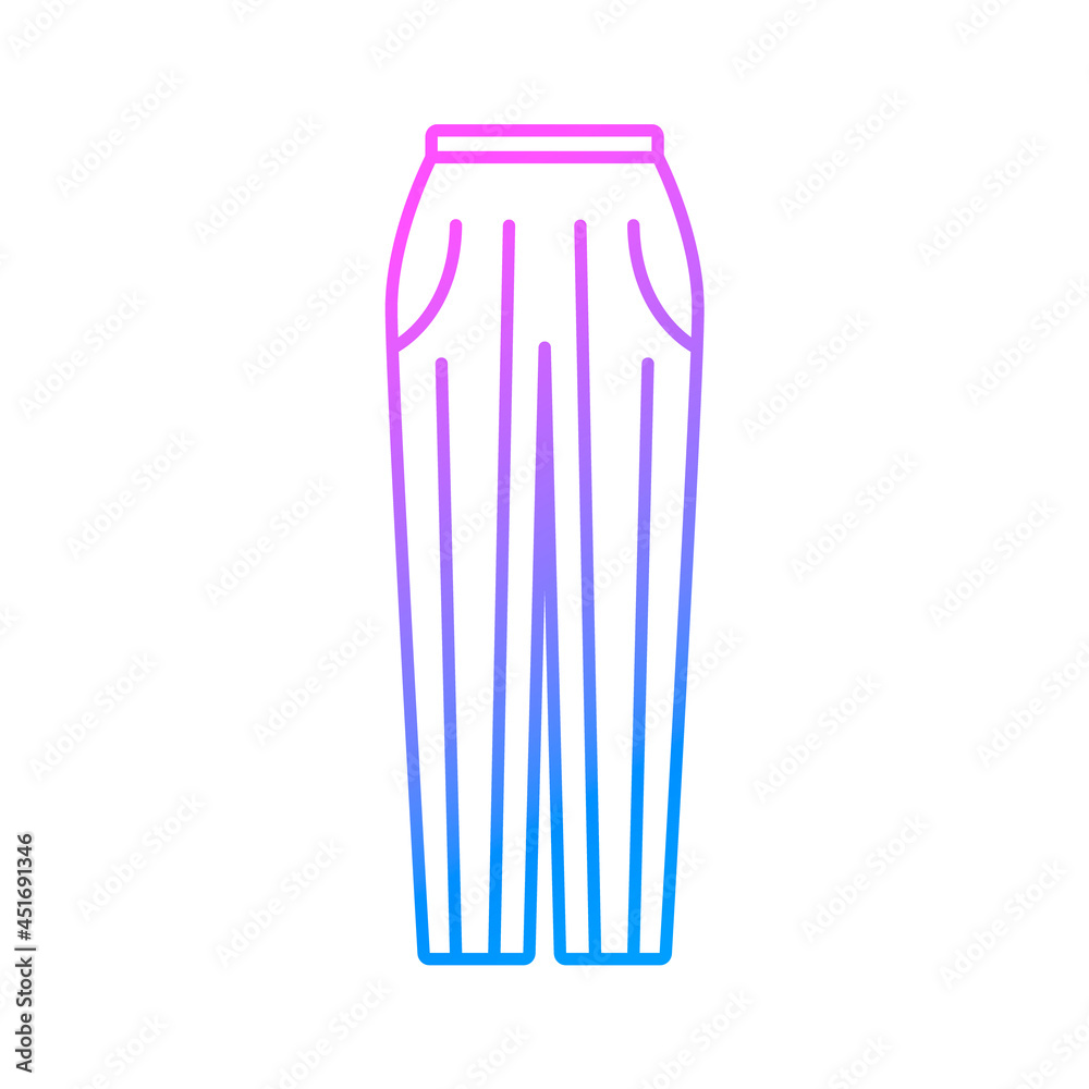 Striped home trousers outline icon. Homewear and sleepwear. Purple gradient symbol. Isolated vector illustration Striped home trousers outline icon. Homewear and sleepwear. Purple gradient symbol. Isolated vector illustration