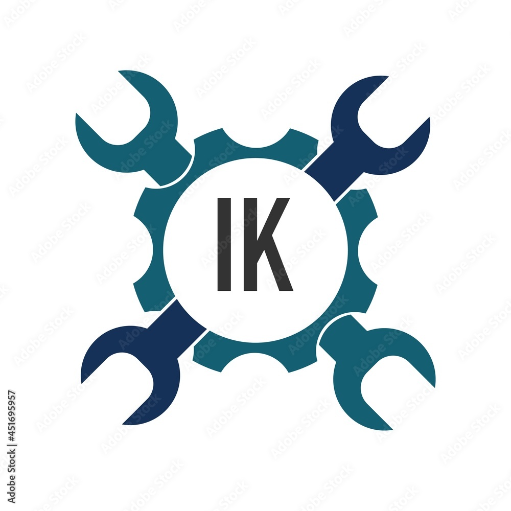 Initial Letter IK Auto Repair Logo Design Template. Auto repait logo