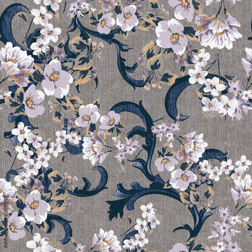 Floral seamless background for textile or book covers, manufacturing, wallpapers, print, gift wrap and scrapbooking.