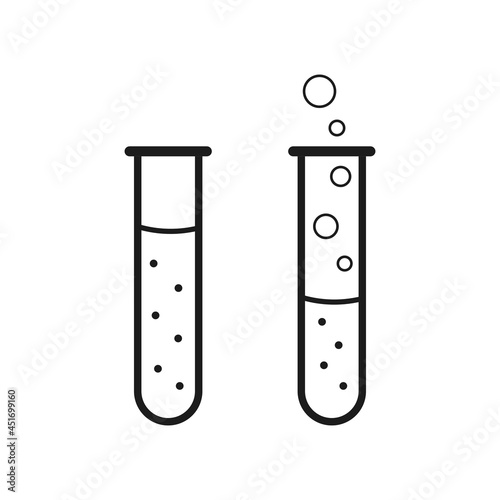 Vector illustration of test tube with boiling liquid.